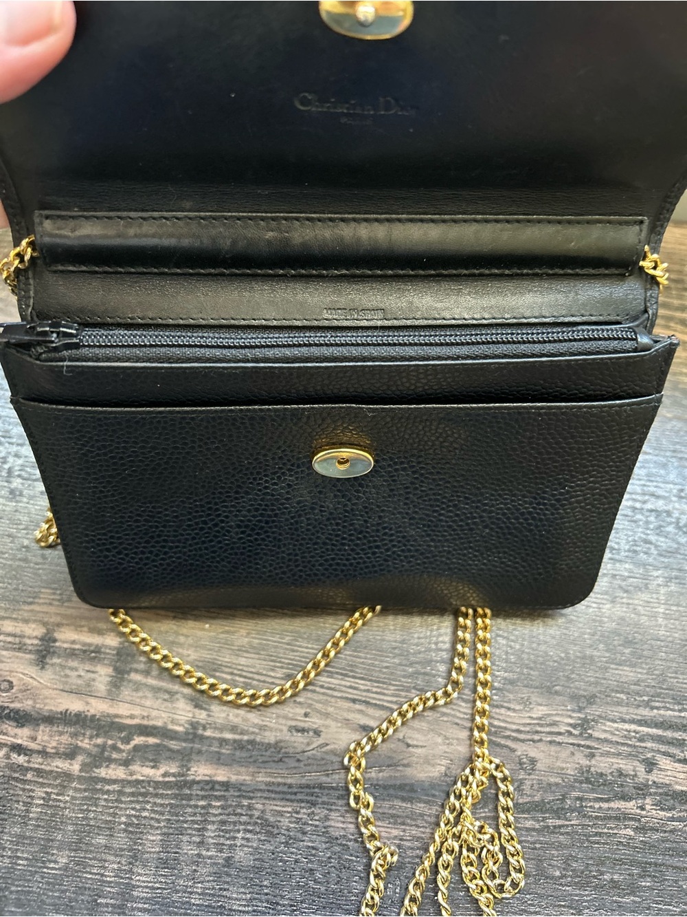Authentic Vintage Christian Dior Black Leather Chain Clutch Envelope Mini Bag - Picture 12 of 12